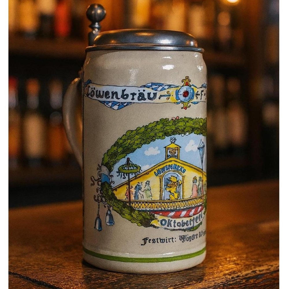 German Beer Stein Lowenbrau Oktoberfest Rastal Pewter Lid